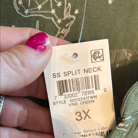 NWT Style & Co constellation/animal green 3X Women's Top - Picture 4 of 5